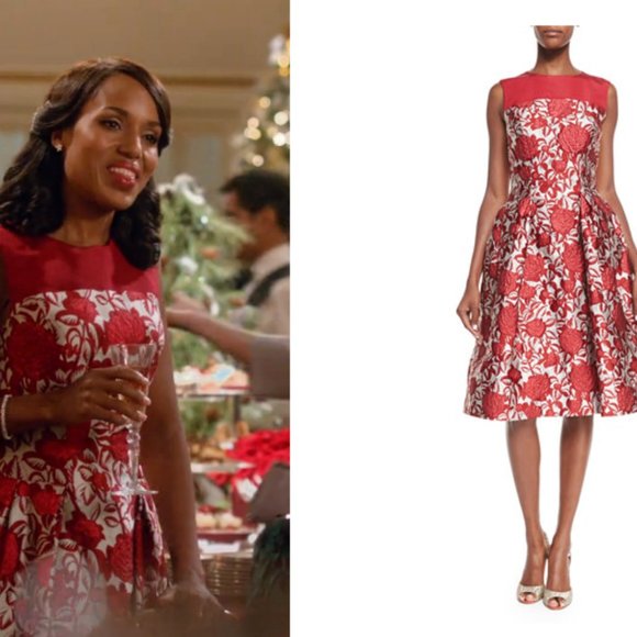 Carolina Herrera Rose Print Cocktail Dress - Picture 3 of 5